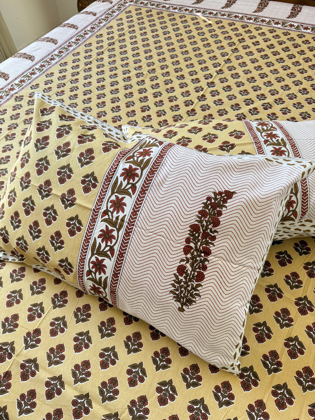 Cotton Queen Size Bedsheet with 2 Pillow Covers (90”*108”)