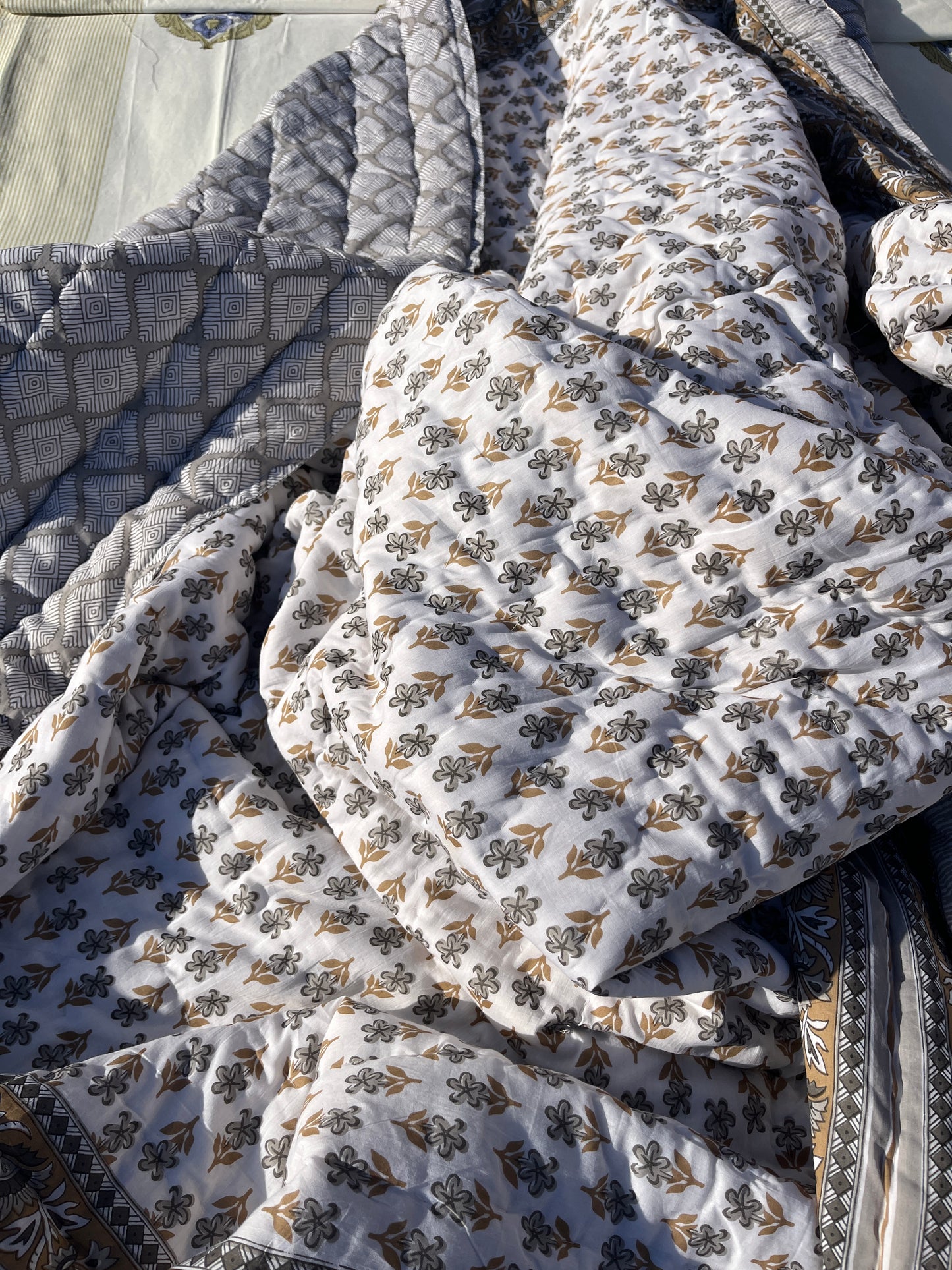 Sanganeri Print Single Bed Quilt (60”*90”)
