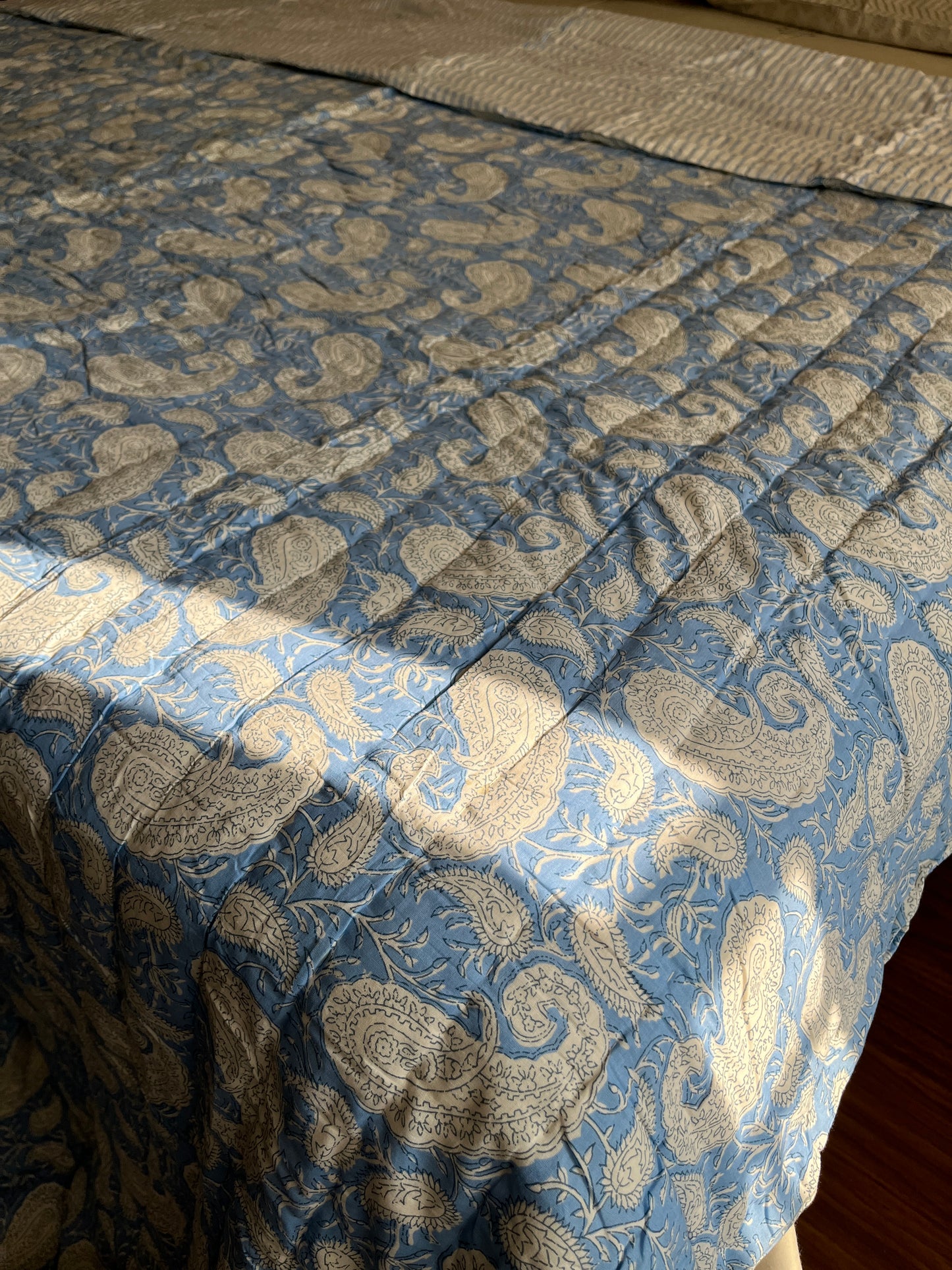 Jaipur Blue Handblock Double Bed Quilt (90”*108”)