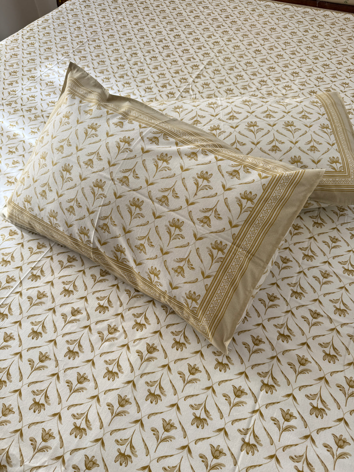 Cotton Queen Size Bedsheet with 2 Pillow Covers (90”*108”)