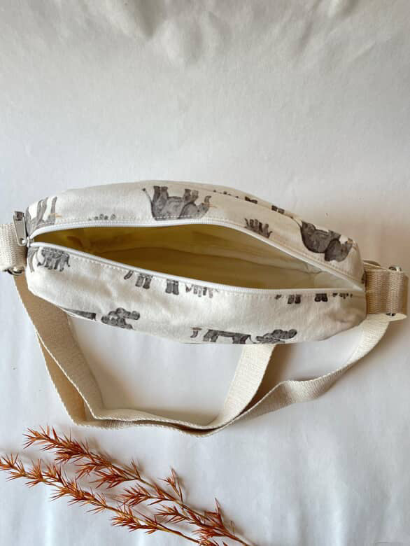 Elephant Cotton Canvas Horizontal Sling with Inside Pocket – Sleek, Secure & Always Ready