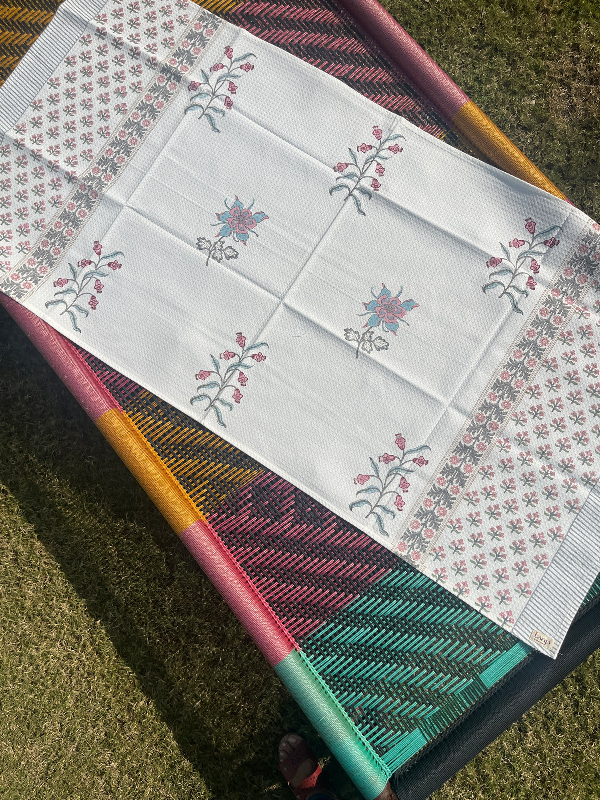 Petal Garden HandBlock Premium Cotton Waffle Bath Towel