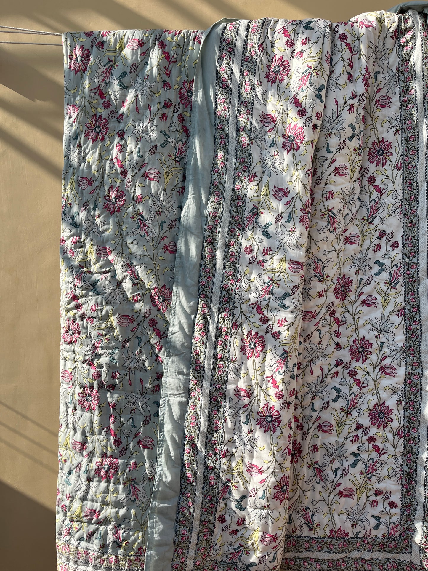 Sanganeri Print Single Bed Quilt (60”*90”)