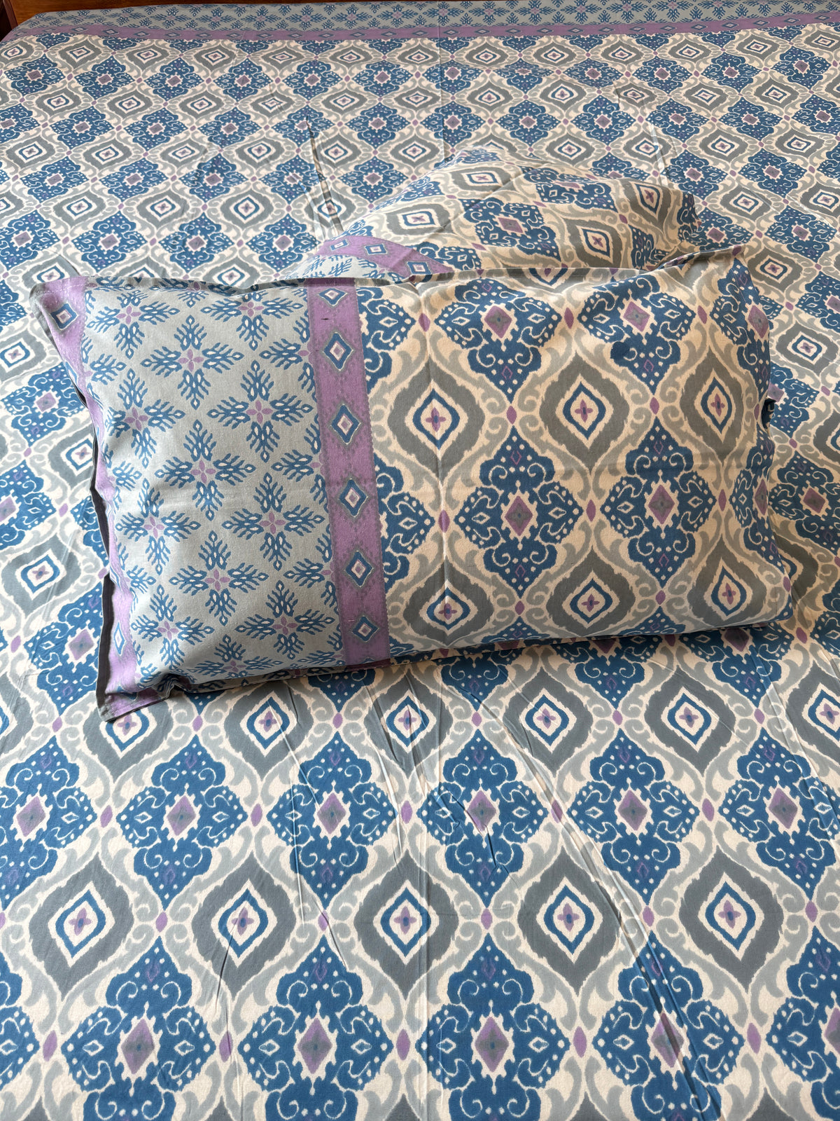 Neel Bagh Pure Cotton King Size Bedsheet Set with 2 Pillow Covers (108”*108”)