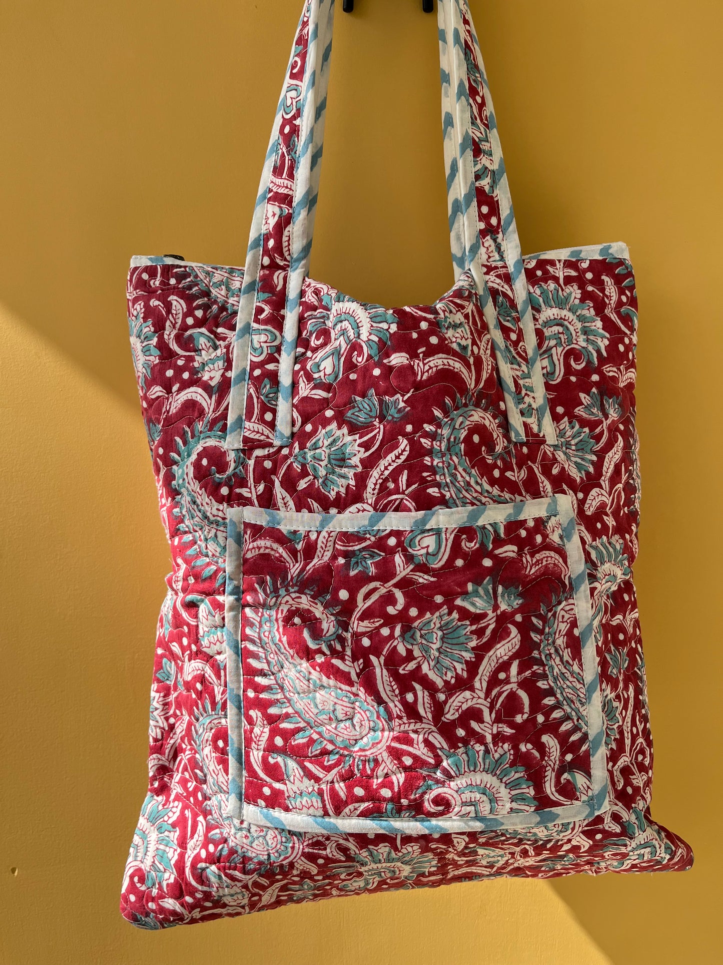 Paisely Vertical Cotton Quilted Tote Bag