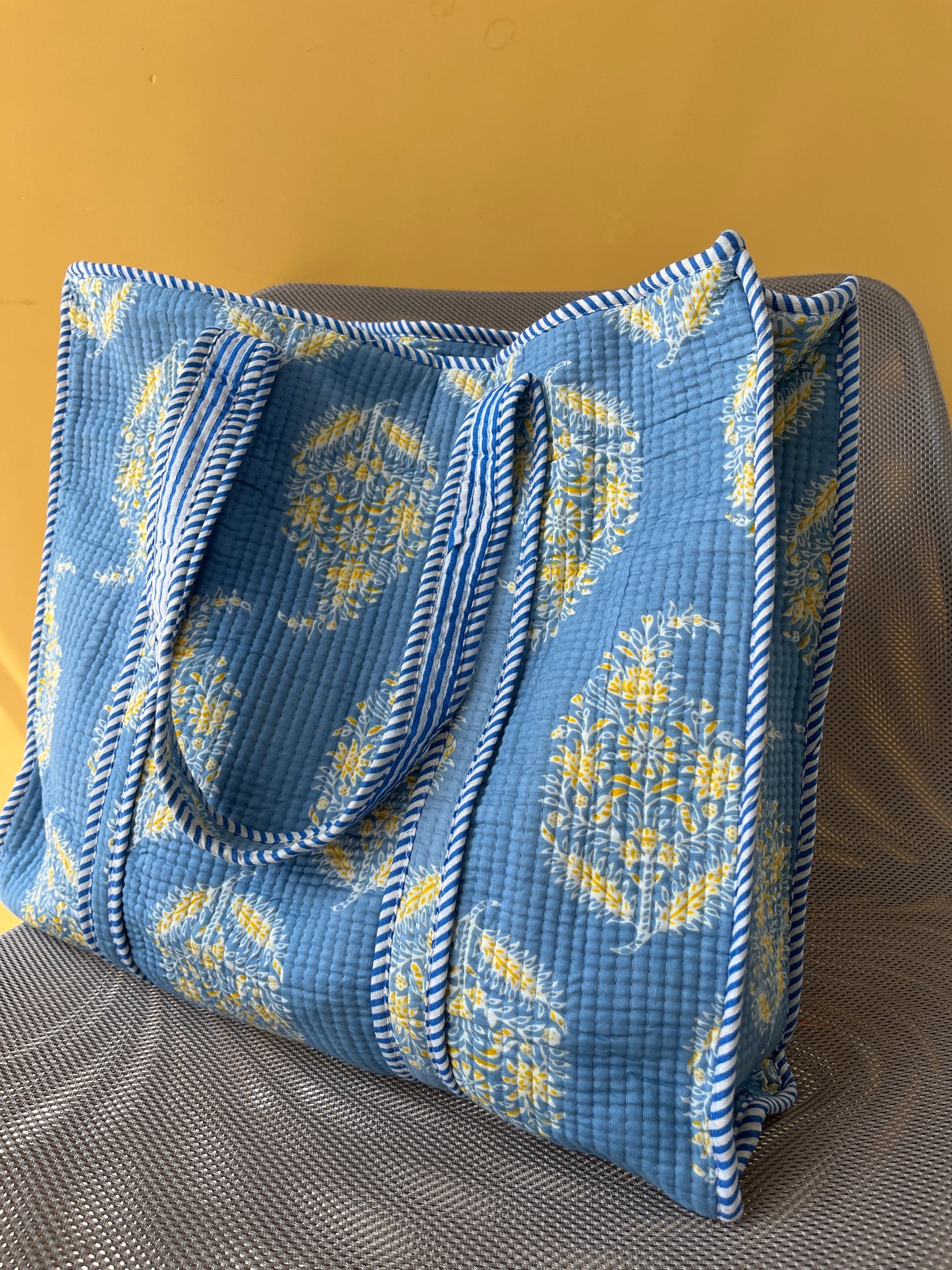 Paisely Horizontal Cotton Quilted Tote Bag