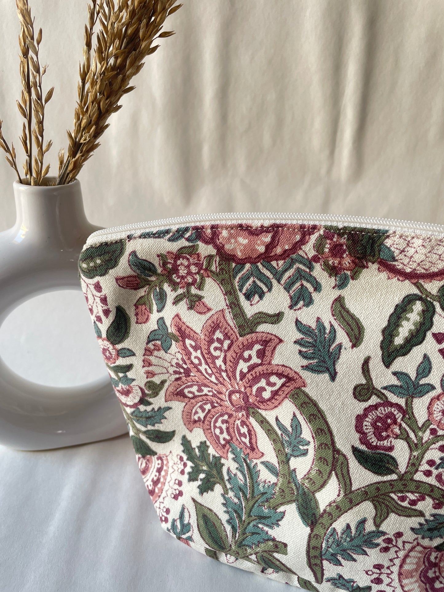 Multicolour floral Cotton Canvas Big Pouch