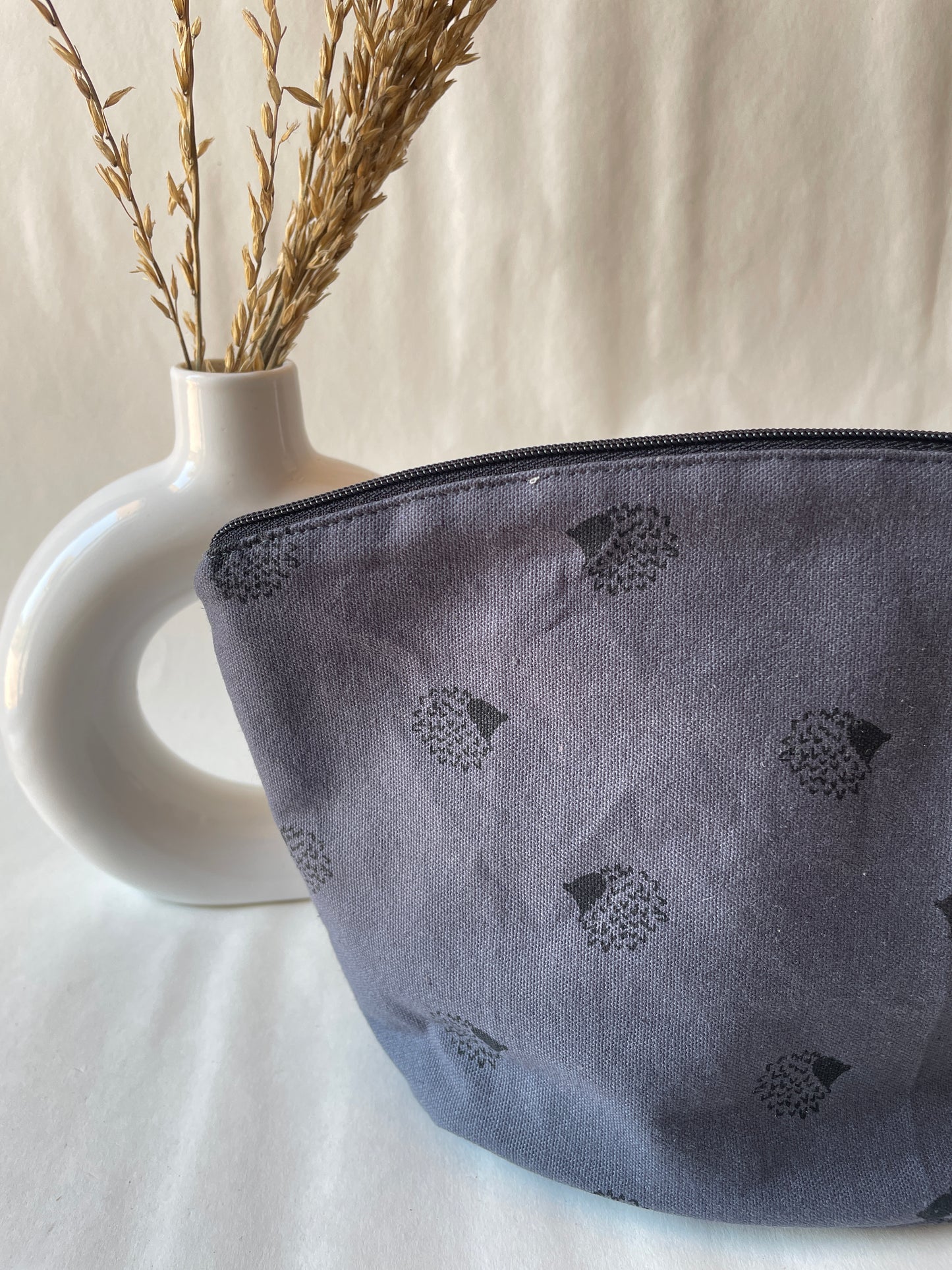 Dark Blue Cotton Canvas Big Pouch