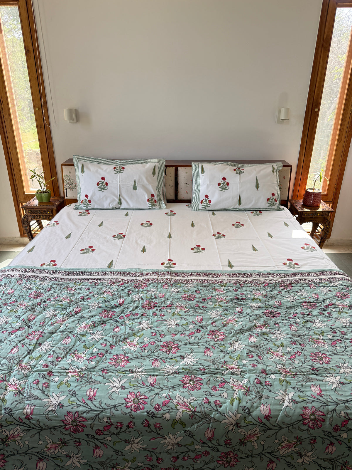 Sanganeri Print Single Bed Quilt (60”*90”)