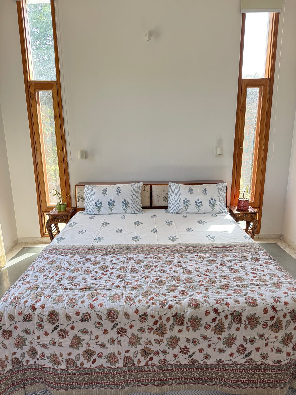 Sanganeri Print Single Bed Quilt (60”*90”)