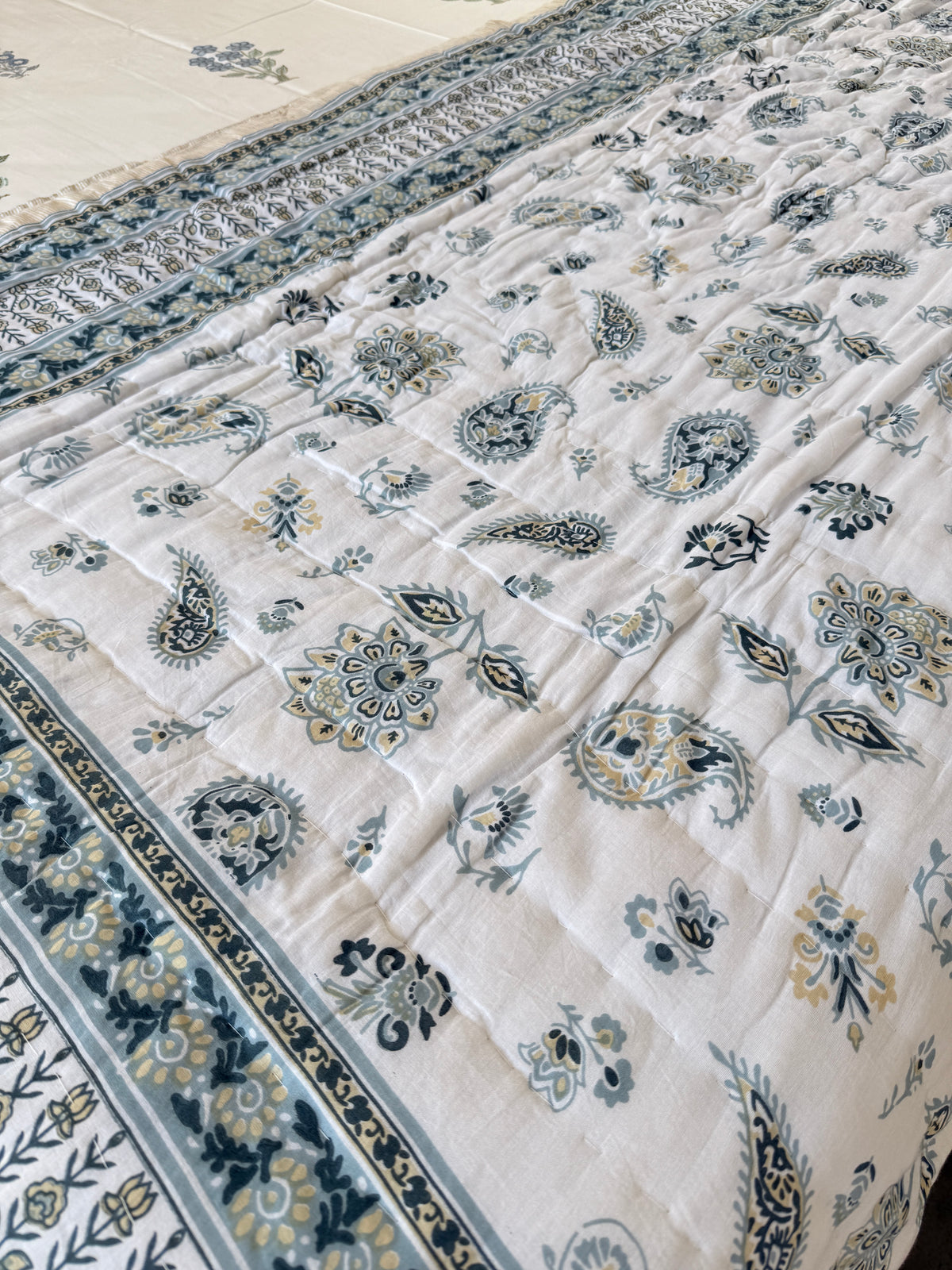 Sanganeri Print Single Bed Quilt (60”*90”)