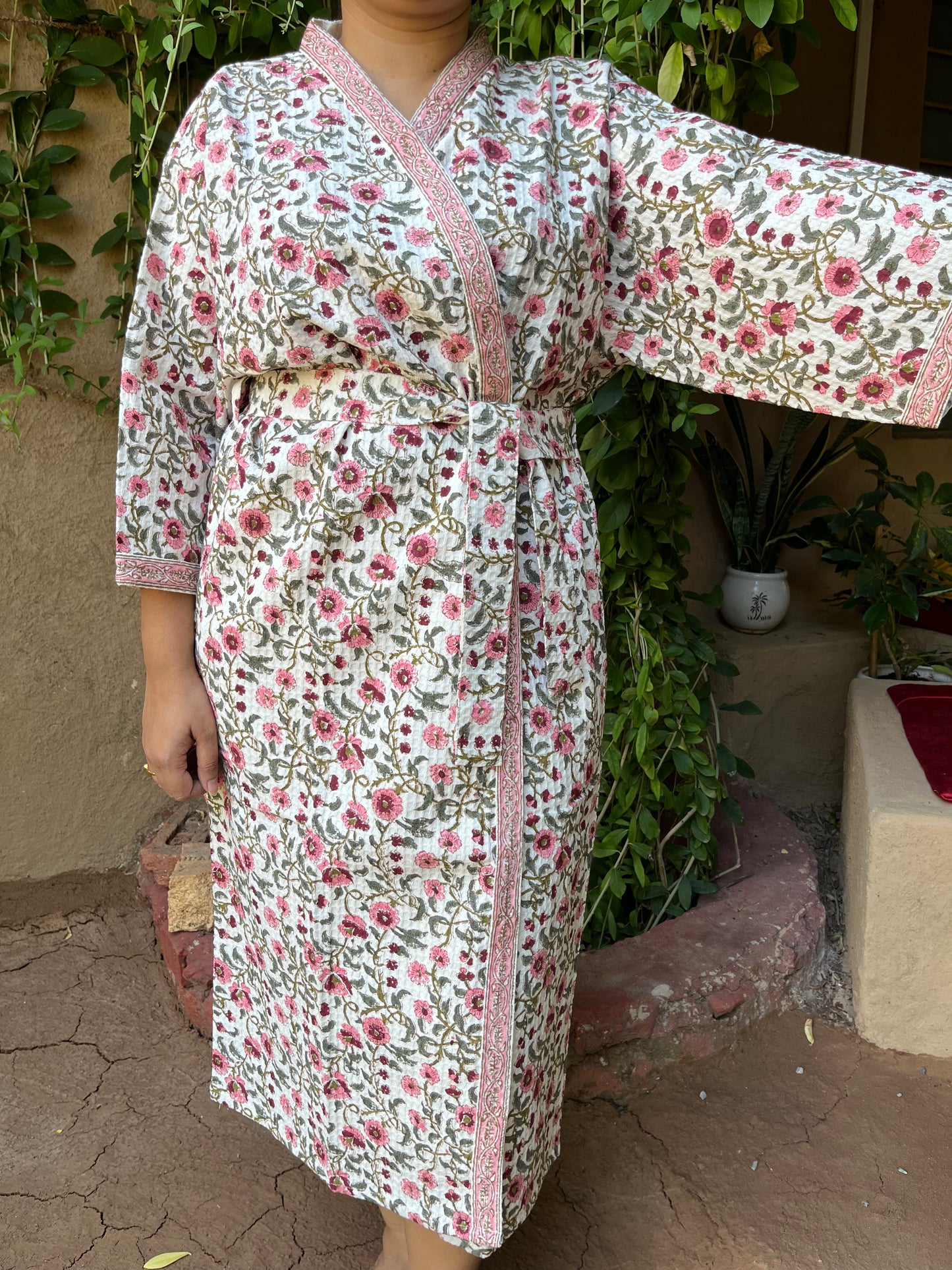 Rose Bloom Premium Cotton Waffle Bathrobe (Adult)