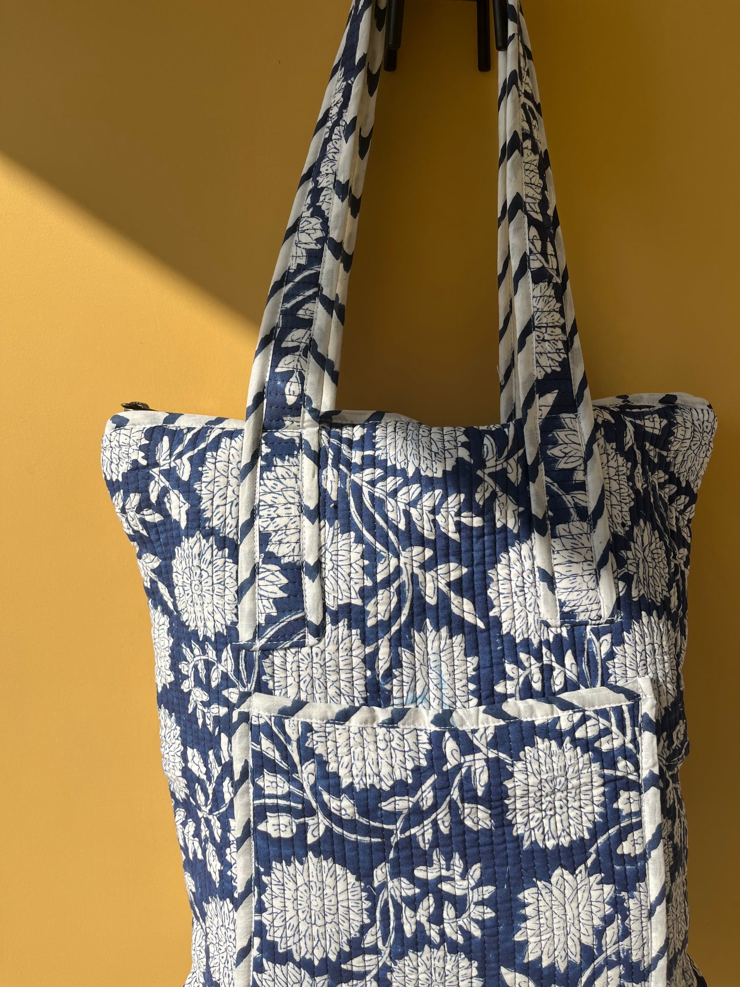Bloom Vertical Cotton Quilted Tote Bag