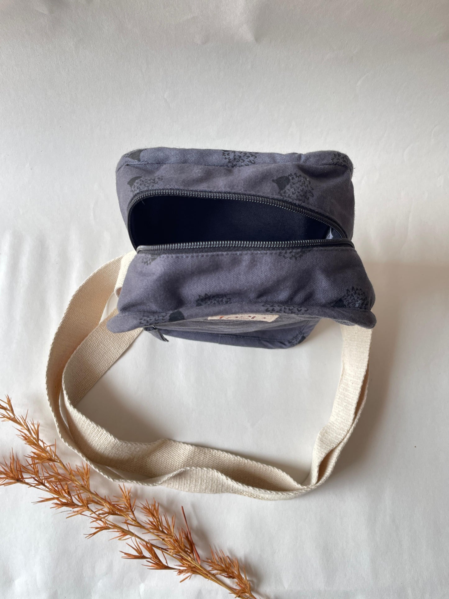 Dark Blue Cotton Canvas Vertical Crossbody Sling – Travel Light, Stay Stylish (Grey)