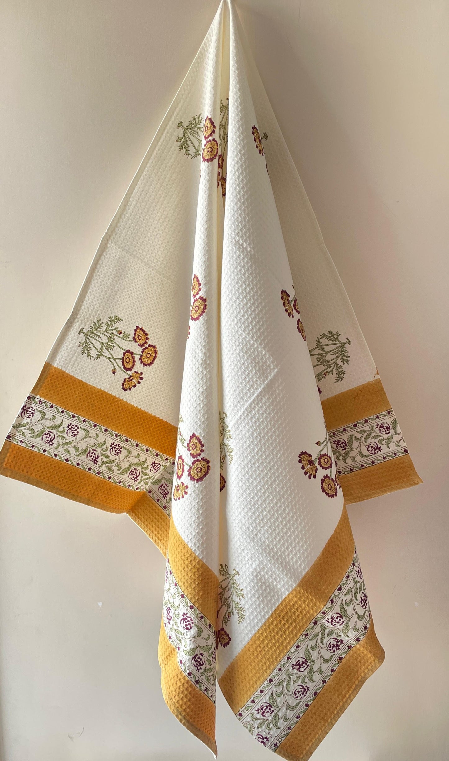 Floral Cascade HandBlock Waffle Bath Towel