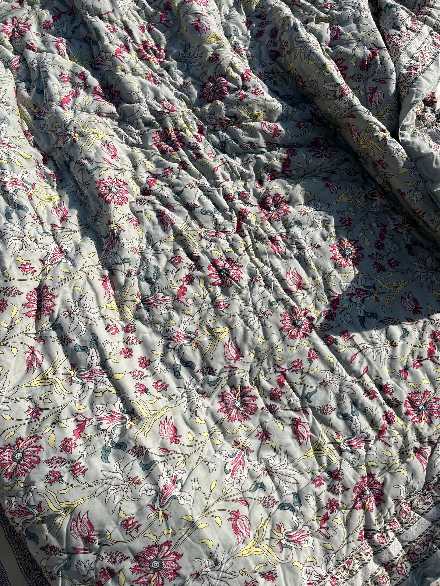 Sanganeri Print Single Bed Quilt (60”*90”)