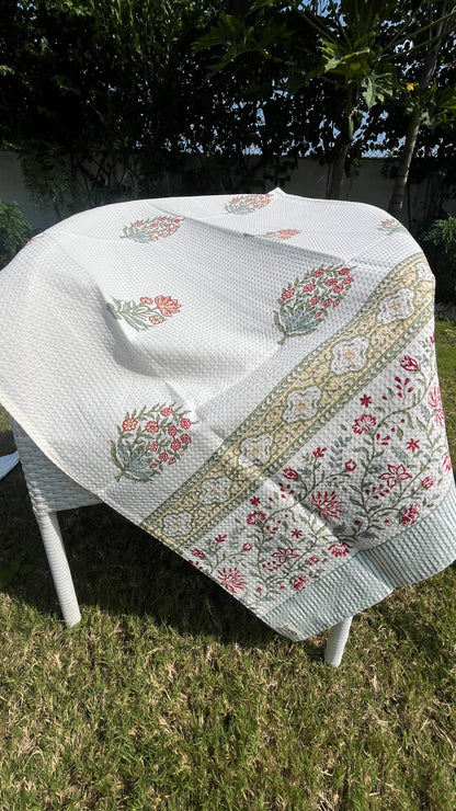 Garden Mist HandBlock Cotton Waffle Adult Bath Towel