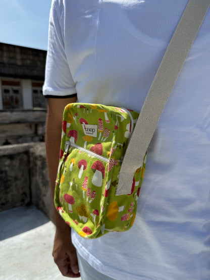 Mushroom Cotton Canvas Vertical Crossbody Sling – Travel Light, Stay Stylish