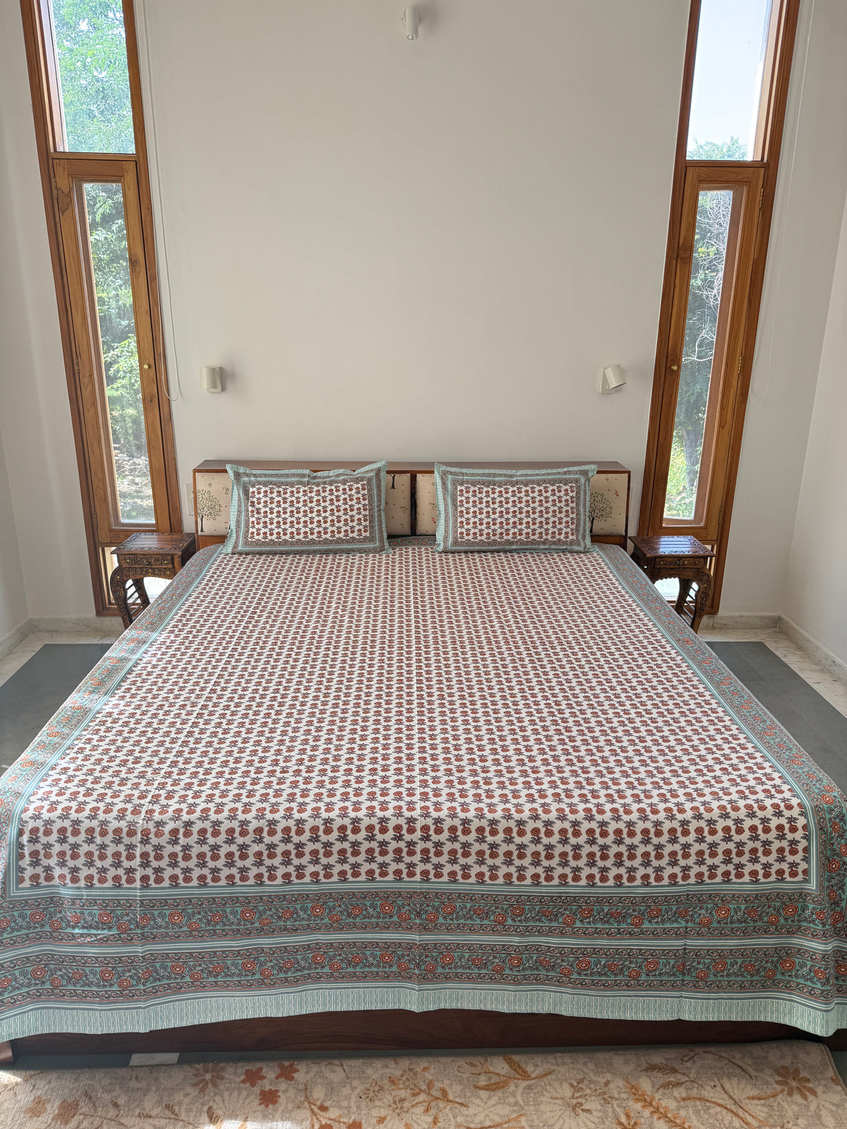 Cotton Queen Size Bedsheet with 2 Pillow Covers (90”*108”)