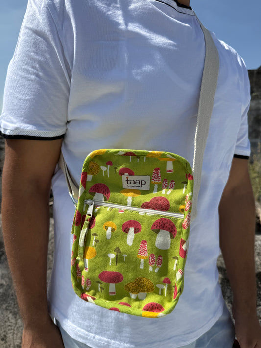 Mushroom Cotton Canvas Vertical Crossbody Sling – Travel Light, Stay Stylish