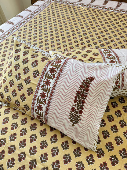Cotton Queen Size Bedsheet with 2 Pillow Covers (90”*108”)
