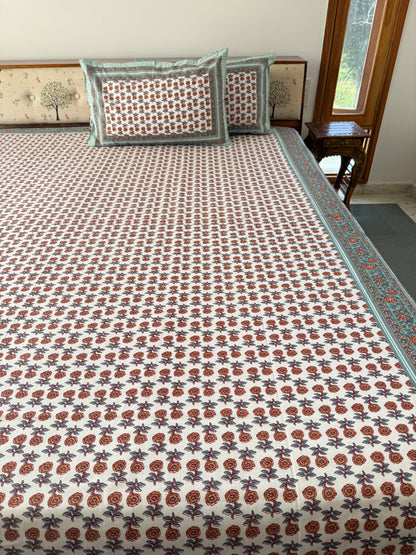 Cotton Queen Size Bedsheet with 2 Pillow Covers (90”*108”)