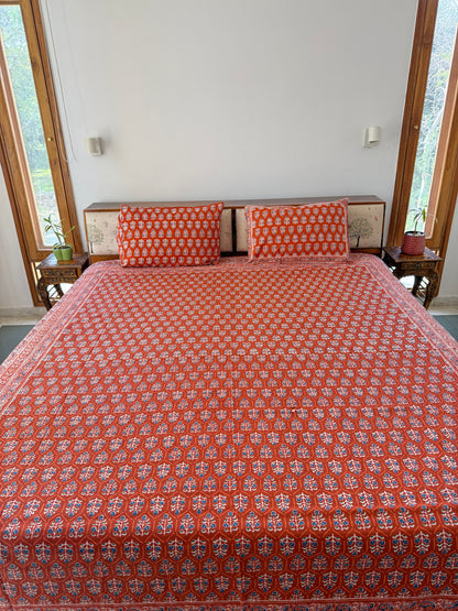 Cotton Queen Size Bedsheet with 2 Pillow Covers (90”*108”)