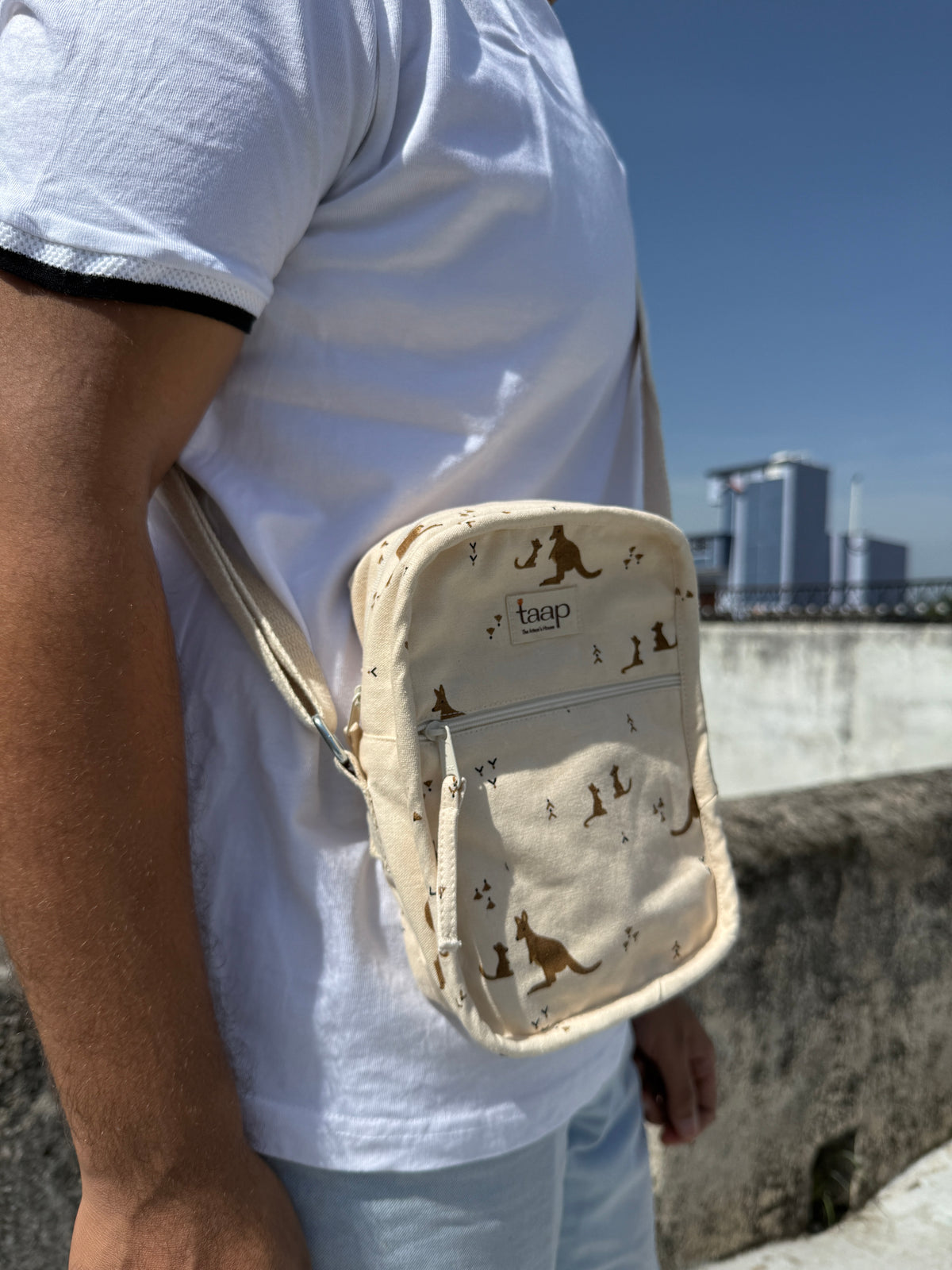 Kangaroo Cotton Canvas Vertical Crossbody Sling – Travel Light, Stay Stylish