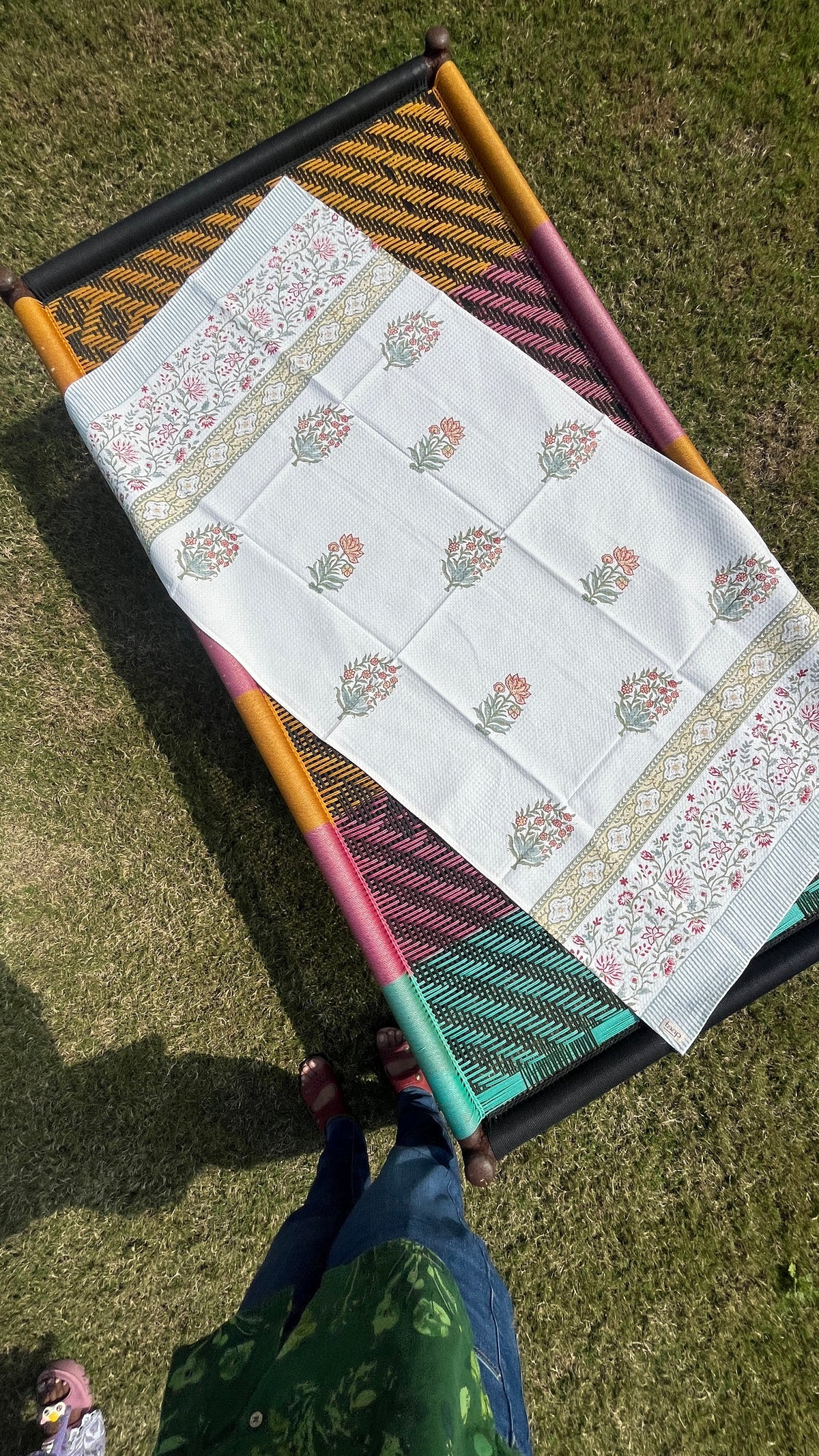 Garden Mist HandBlock Cotton Waffle Adult Bath Towel