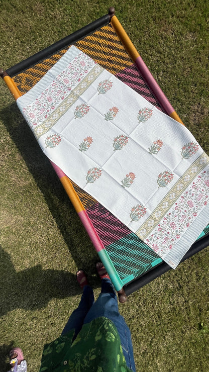 Garden Mist HandBlock Cotton Waffle Adult Bath Towel
