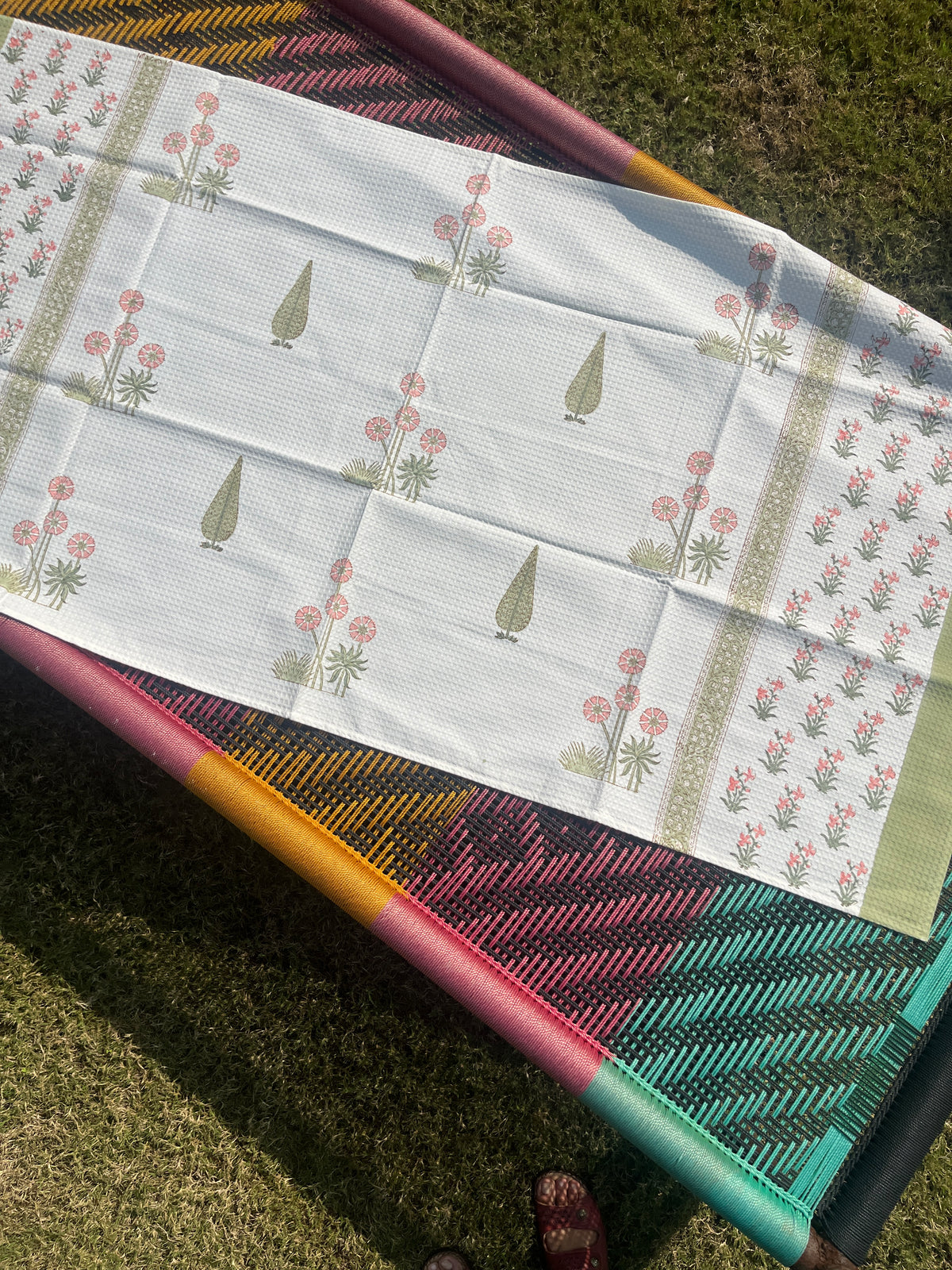 Jasmine Garden HandBlock Premium Cotton Waffle Bath Towel
