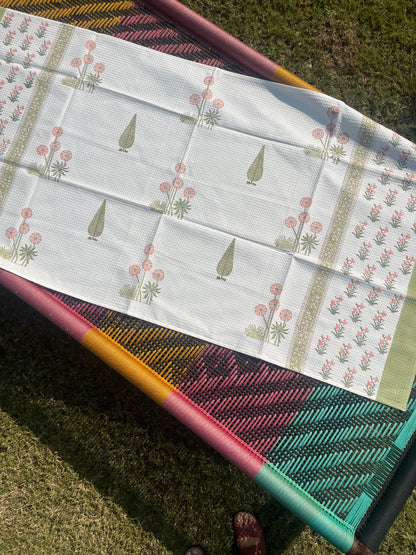 Jasmine Garden HandBlock Premium Cotton Waffle Bath Towel