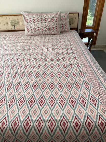Cotton Queen Size Bedsheet with 2 Pillow Covers (90”*108”)