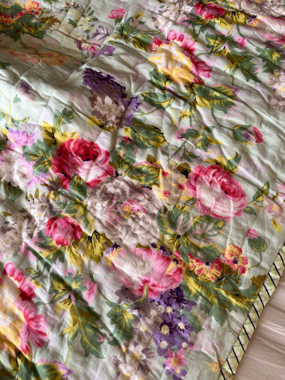 Multicolour Handblock Single Bed Quilt (60”*90”)