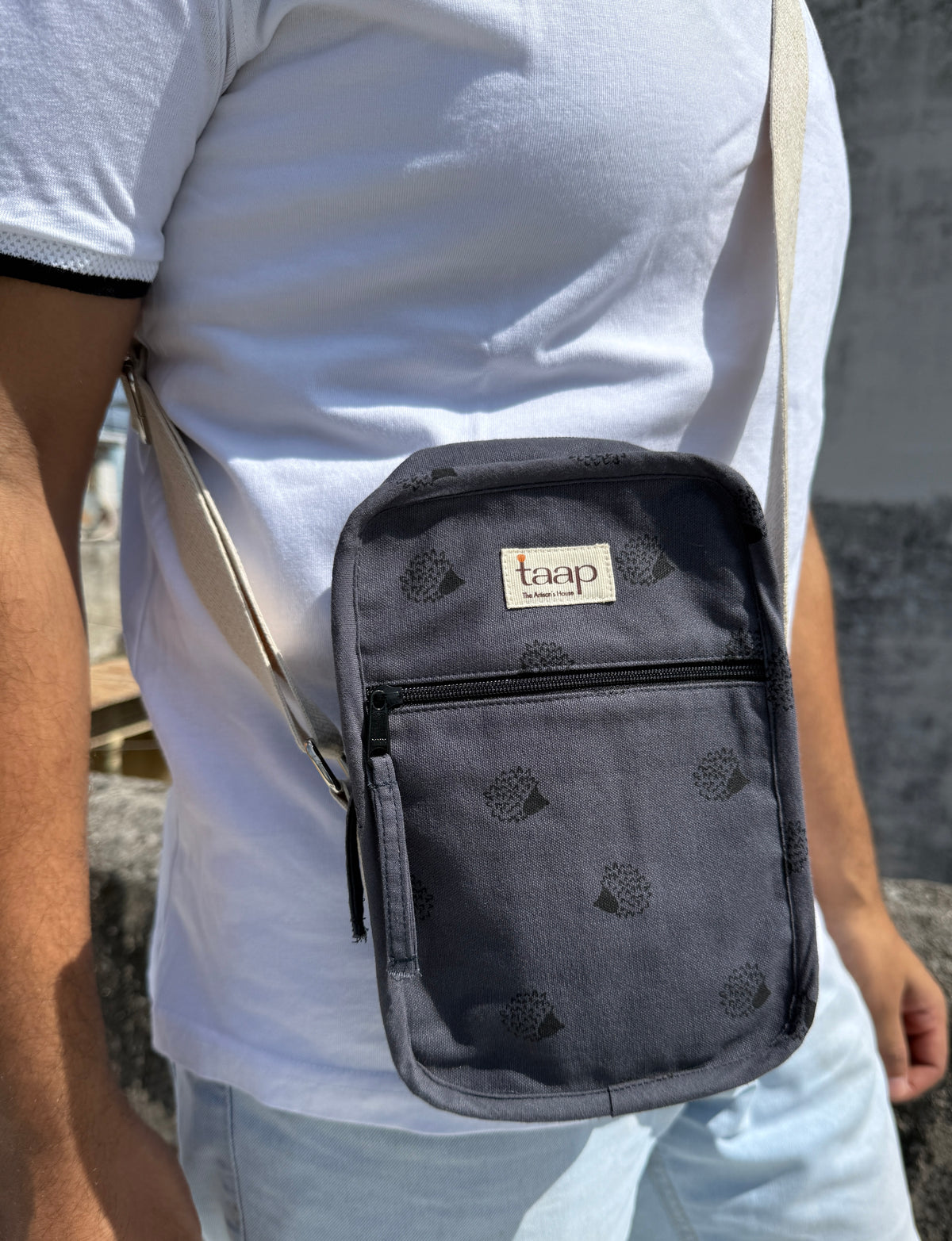 Dark Blue Cotton Canvas Vertical Crossbody Sling – Travel Light, Stay Stylish