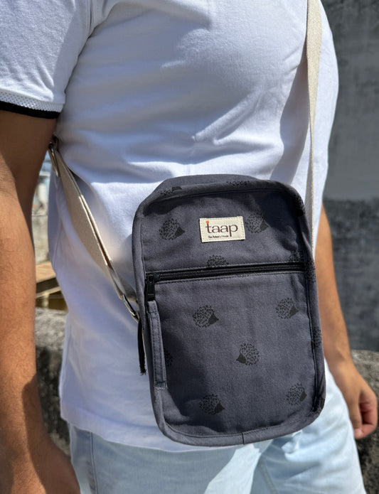 Dark Blue Cotton Canvas Vertical Crossbody Sling – Travel Light, Stay Stylish