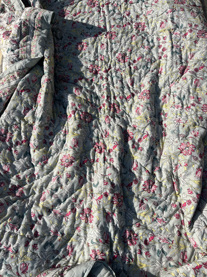 Sanganeri Print Single Bed Quilt (60”*90”)