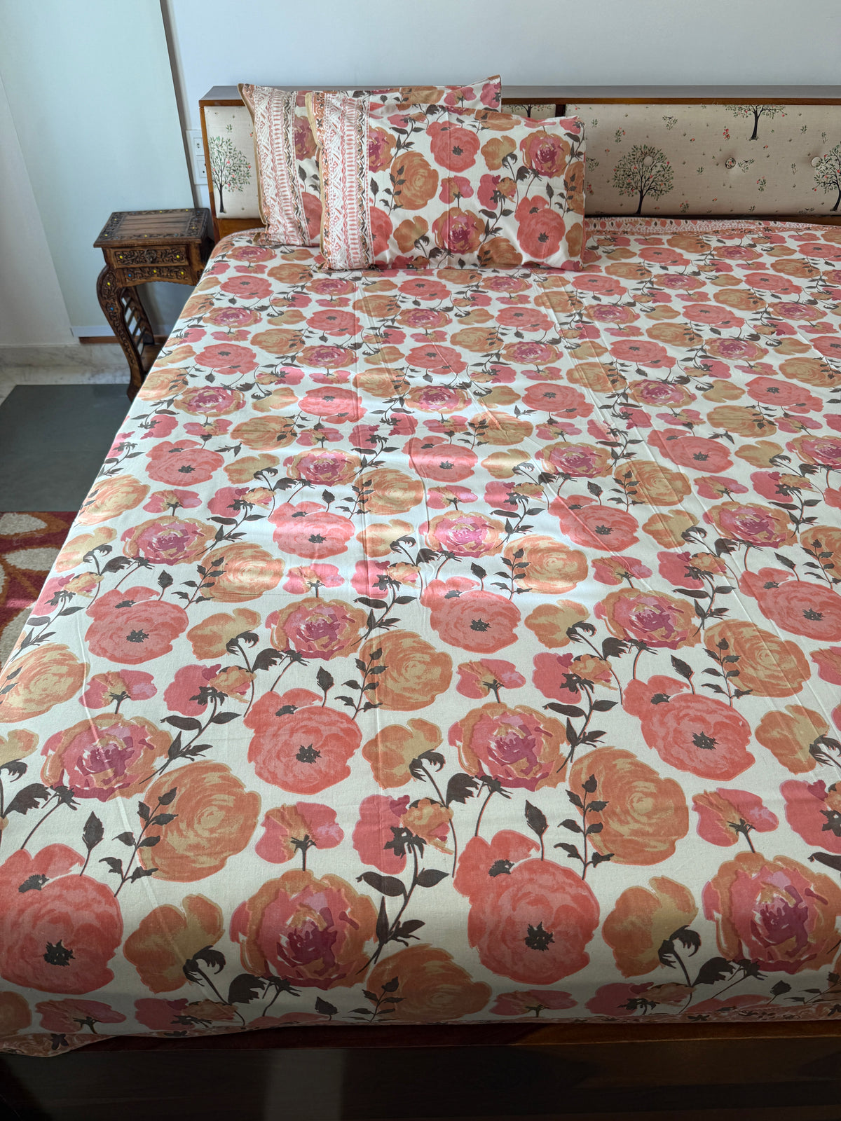 Marigold Muse Pure Cotton King Size Bedsheet Set with 2 Pillow Covers (108”*108”)