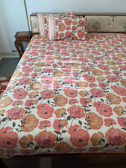 Marigold Muse Pure Cotton King Size Bedsheet Set with 2 Pillow Covers (108”*108”)