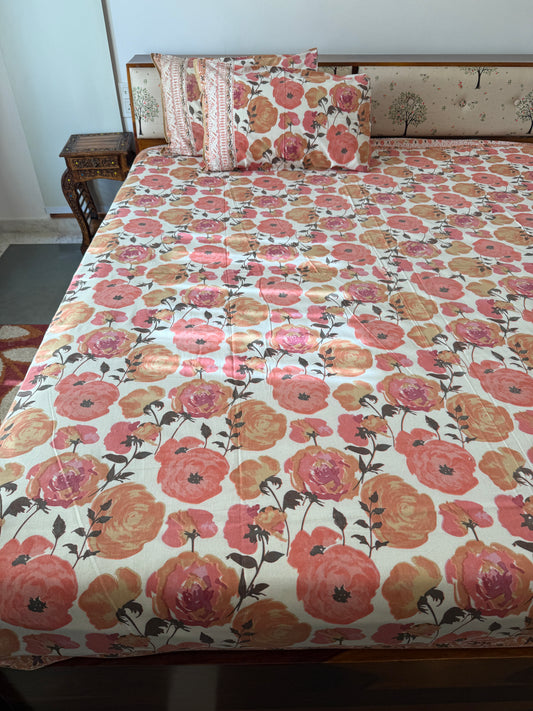 Marigold Muse Pure Cotton King Size Bedsheet Set with 2 Pillow Covers (108”*108”)