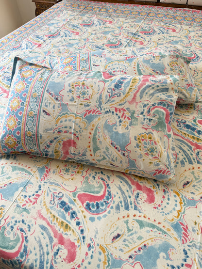 Cotton Queen Size Bedsheet with 2 Pillow Covers (90”*108”)