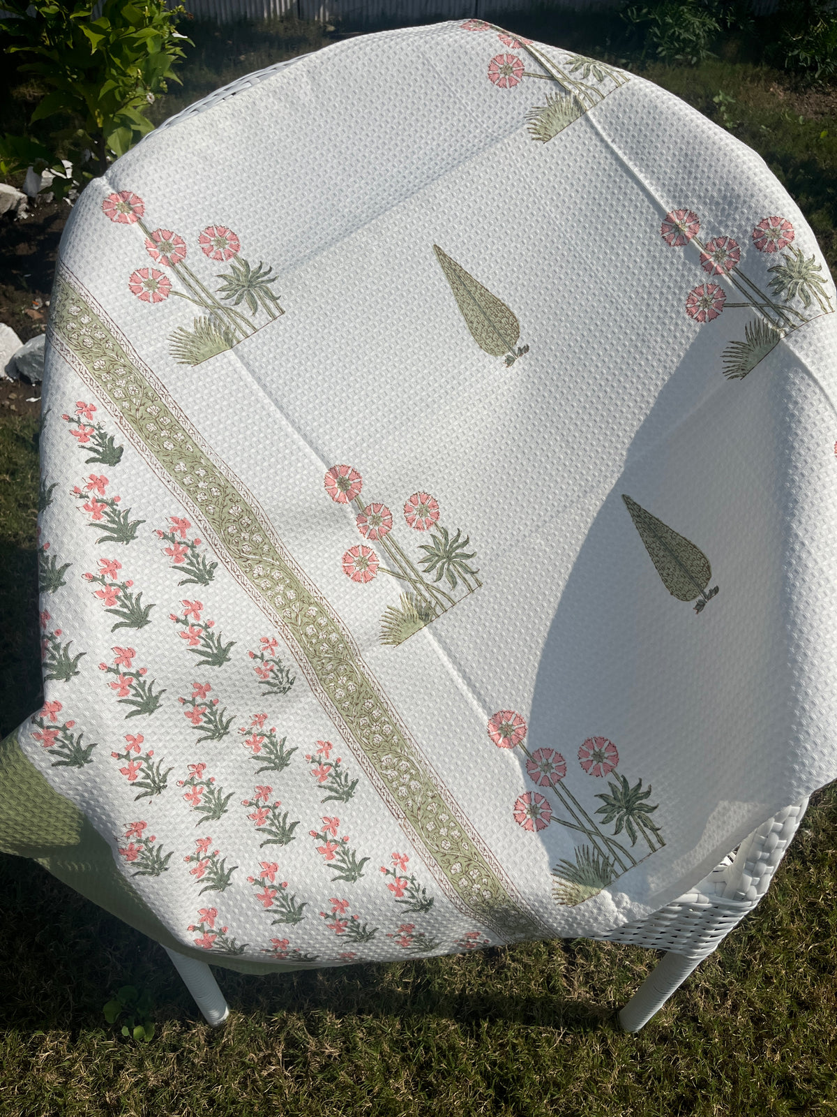 Jasmine Garden HandBlock Premium Cotton Waffle Bath Towel
