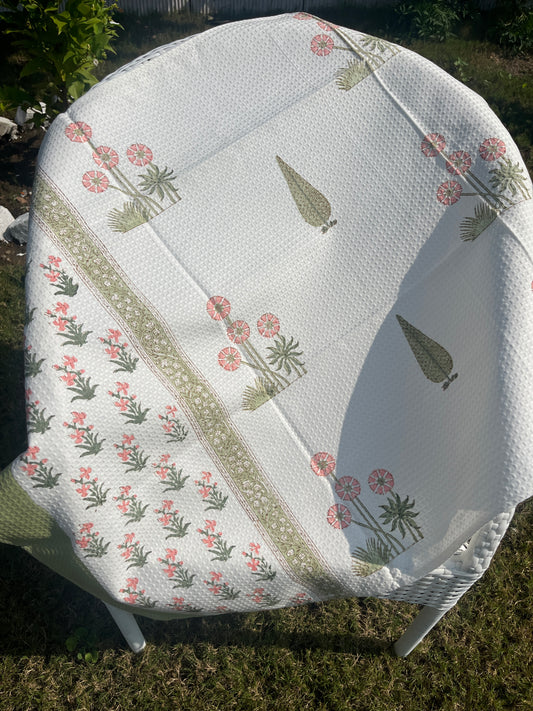 Jasmine Garden HandBlock Premium Cotton Waffle Bath Towel