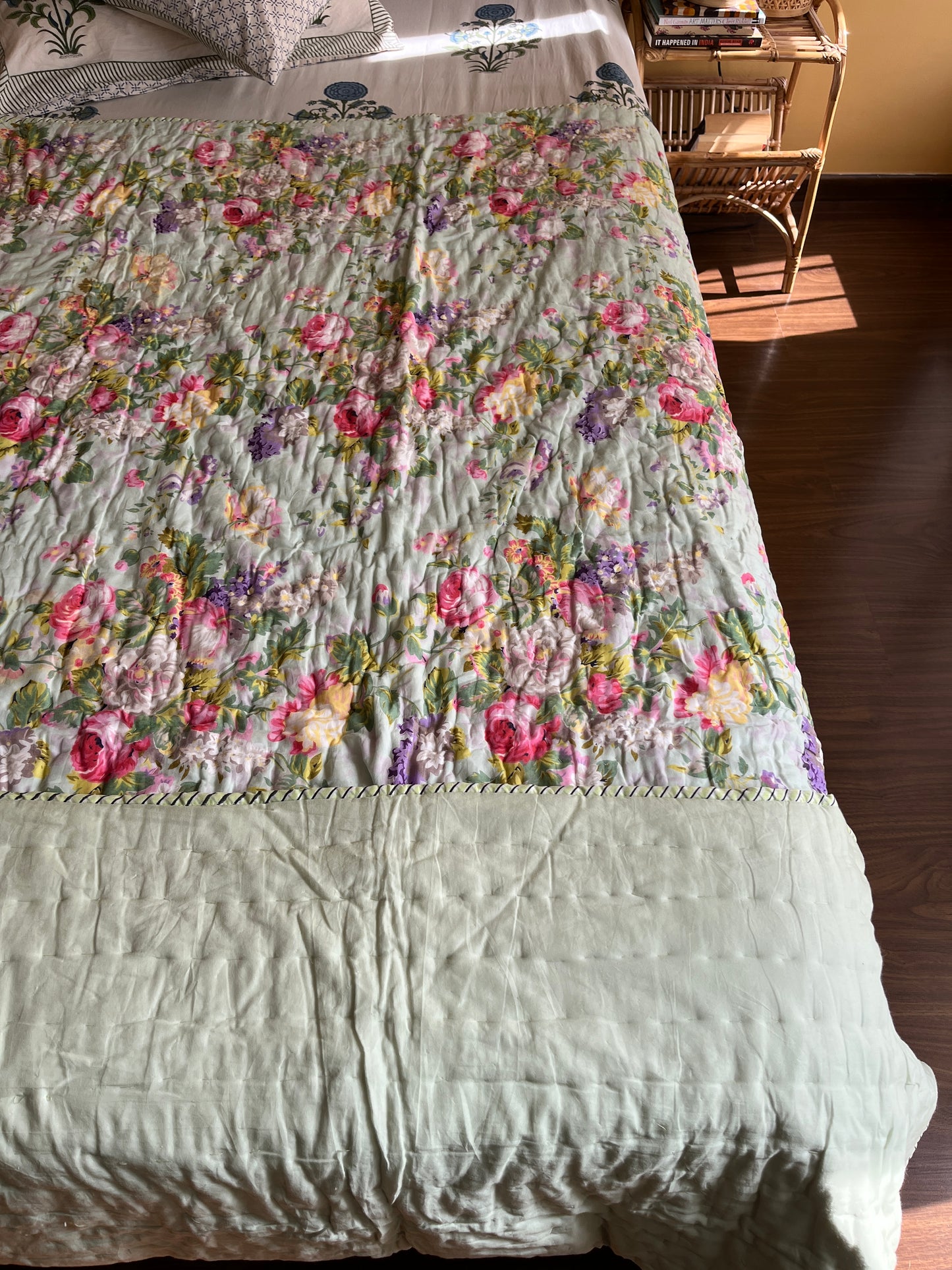 Multicolour Handblock Single Bed Quilt (60”*90”)