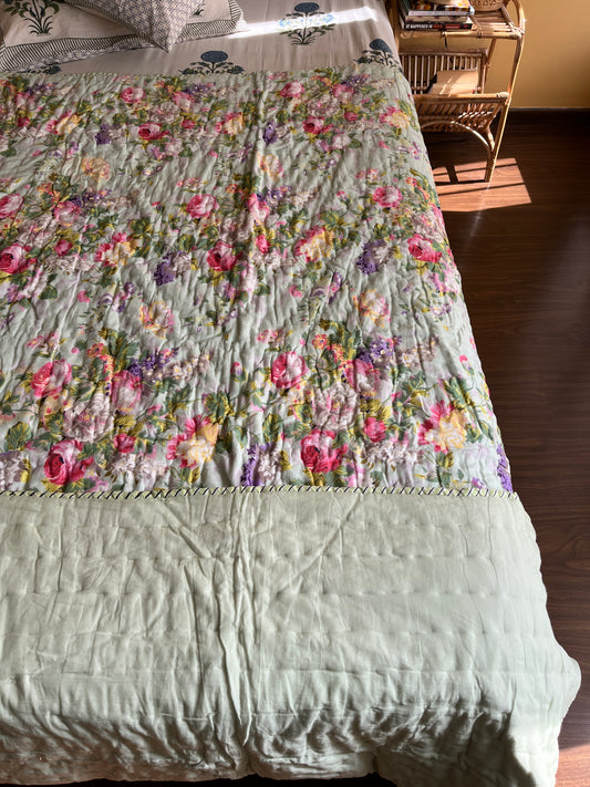 Multicolour Handblock Single Bed Quilt (60”*90”)