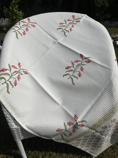 Ruby Petal HandBlock Premium Cotton Waffle Bath Towel
