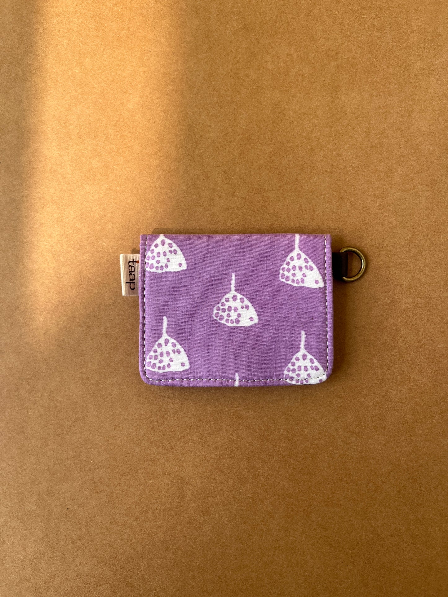 Violet Ginkgo Dots Card Wallet – Compact Security with a Touch of Tradition