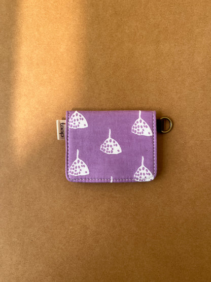 Violet Ginkgo Dots Card Wallet – Compact Security with a Touch of Tradition