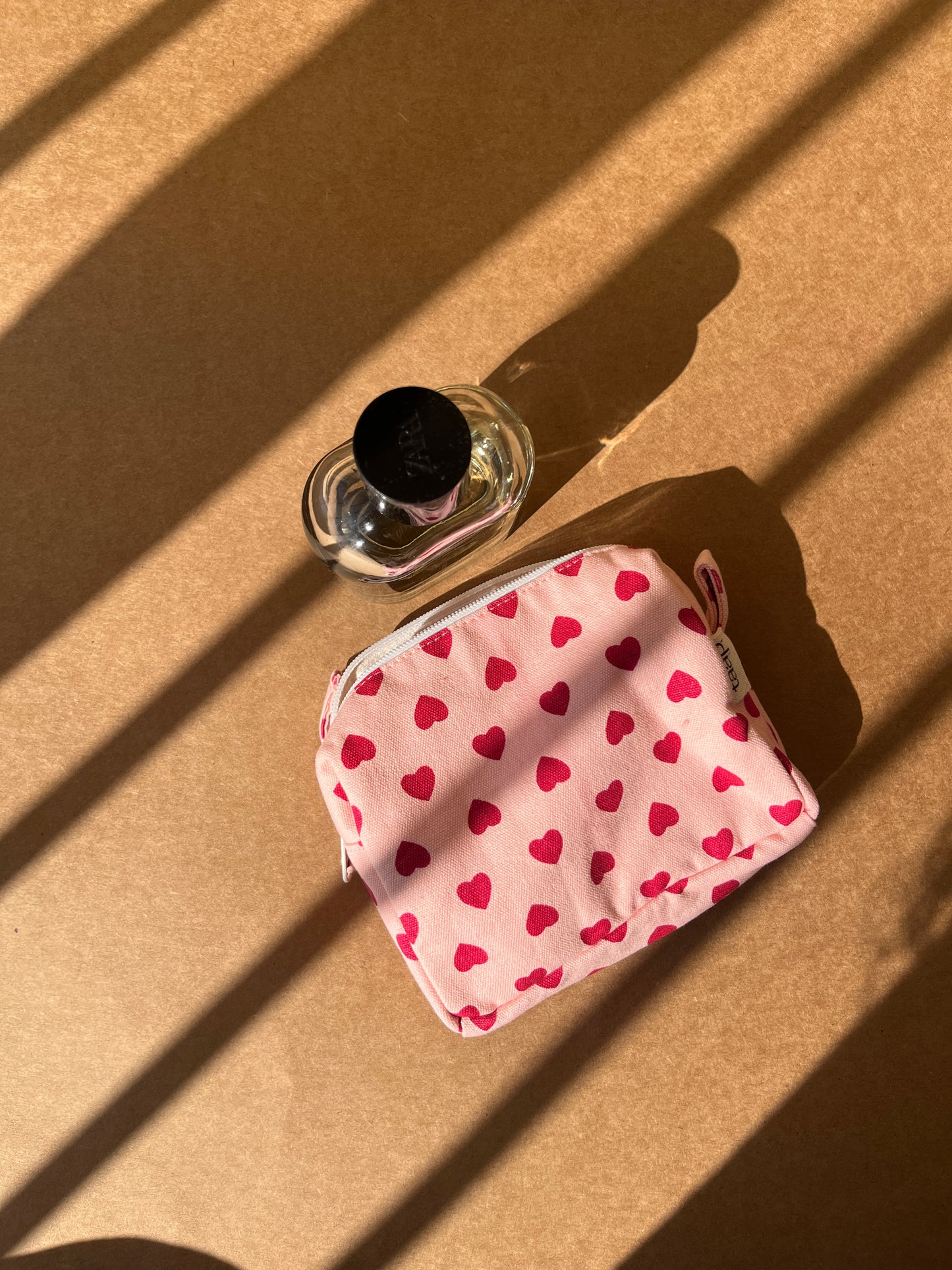 Pink Heart Cotton Canvas Small Pouch – Petite, Pretty, and Purposeful