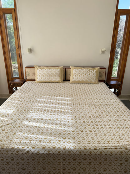 Cotton Queen Size Bedsheet with 2 Pillow Covers (90”*108”)